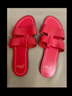 J.Crew Red Leather Slide Sandals | Size 8.5 (Made in Italy)